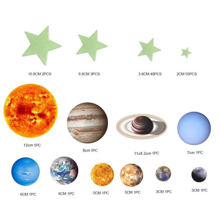 PVC Solar System Children Room Decoration Luminous Wall Sticker Set — 100PCS Stars