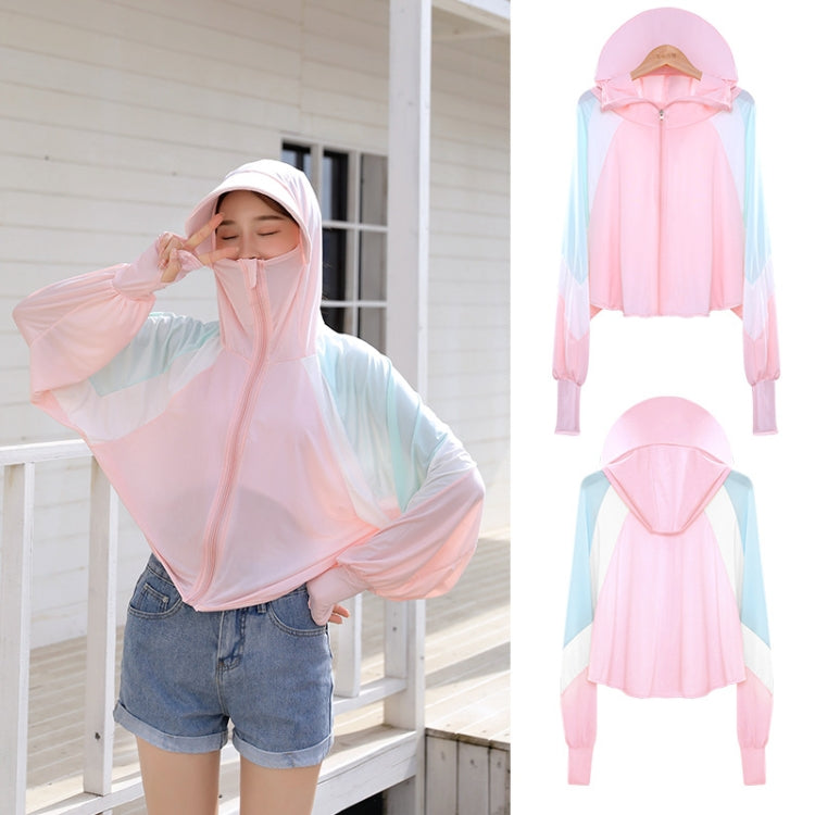Women Short Shawl Hooded Breathable Sun Protection Clothes Outdoor — Colorblock White