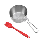 Stainless Steel Sauce Oil Pot + Silicone Oil Brush Set Outdoor BBQ Tools
