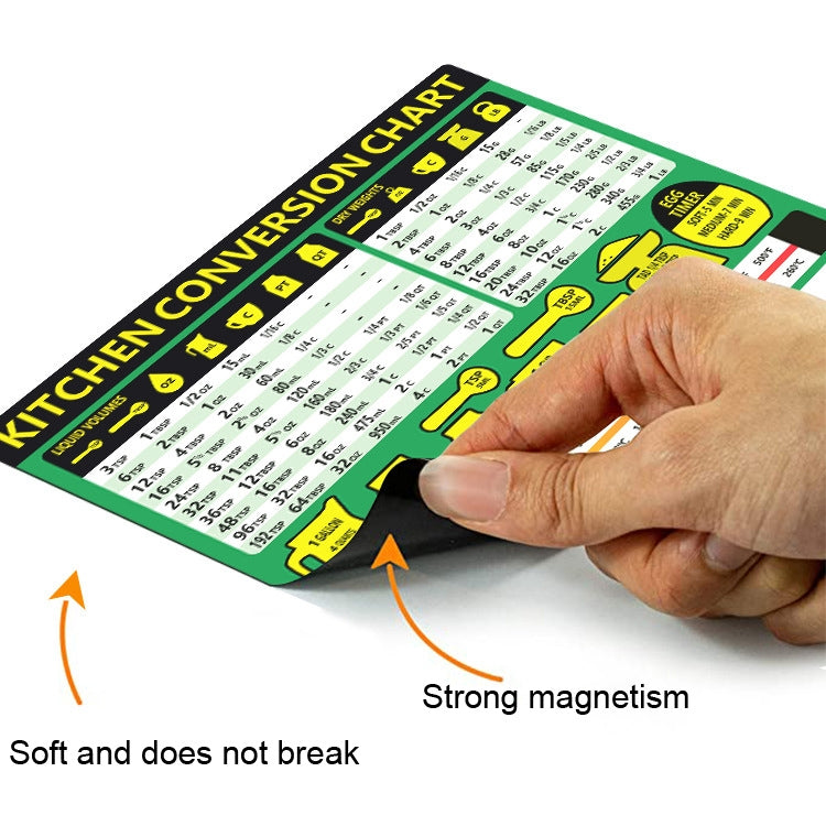 Kitchen Condiment Recipe Conversion Chart Magnetic Waterproof Sticker — view 4