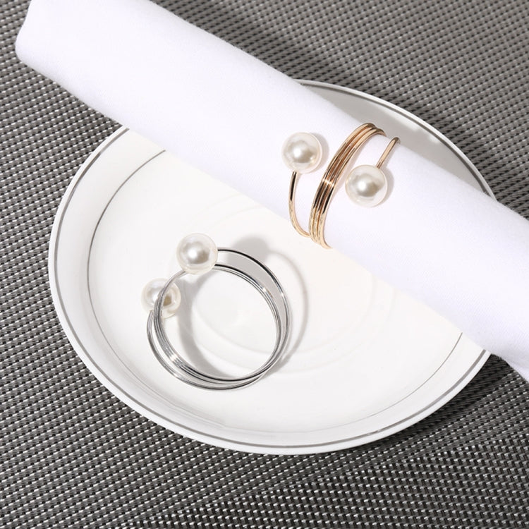 5 PCS Simple Pearl Spring Napkin Buckle Metal Dining Ring — view 5