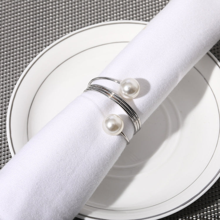 5 PCS Simple Pearl Spring Napkin Buckle Metal Dining Ring — view 6