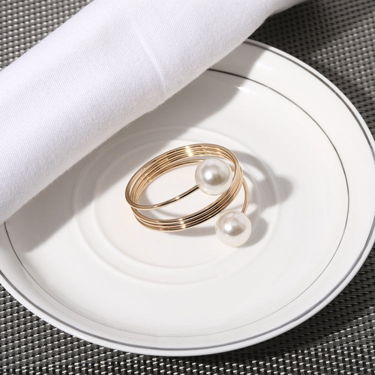 5 PCS Simple Pearl Spring Napkin Buckle Metal Dining Ring — view 7
