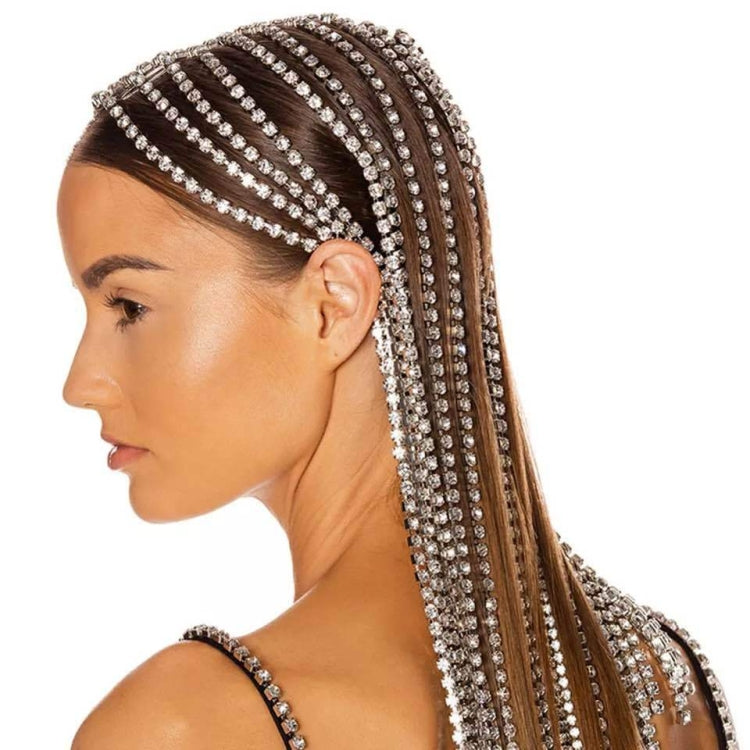 823 Personality Rhinestone Tassel Headband Party Wedding Hair Accessories — Gold