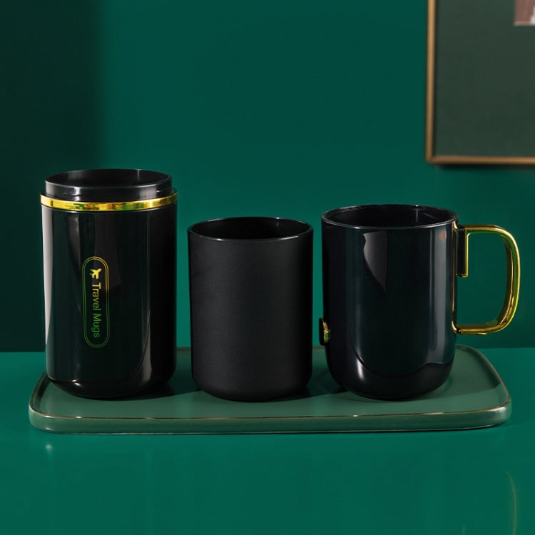 JM043 Home Mouthwash Cup Set Couple Convenient Travel Toothbrush Box, Style: — 3 Cups Dark Green