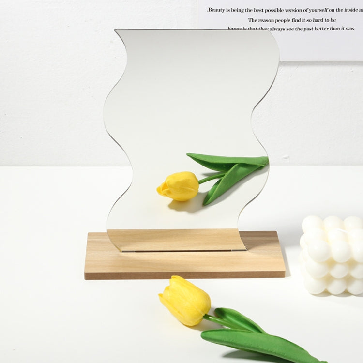 Irregular Acrylic Mirror With Wooden Base Photo Props — Cloud