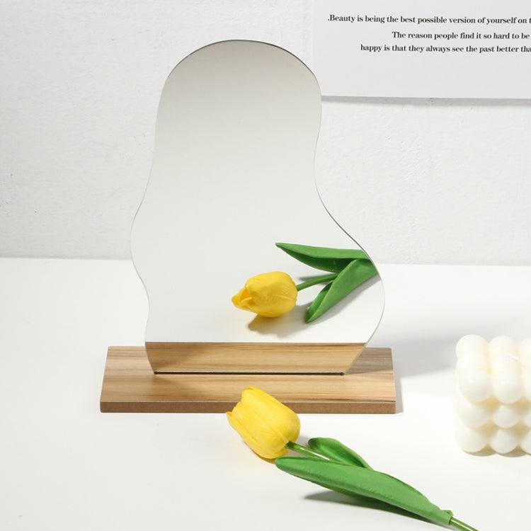 Irregular Acrylic Mirror With Wooden Base Photo Props — Water Wave