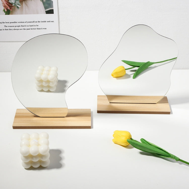 Irregular Acrylic Mirror With Wooden Base Photo Props