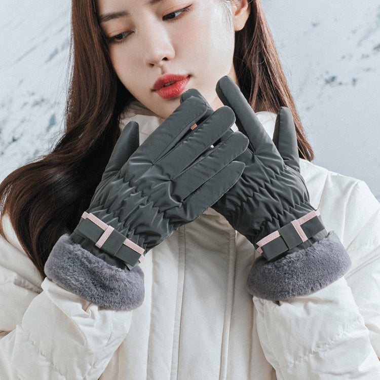 1 Pair YR205 Winter Warm Plus Fleece Mouth Driving Riding Sports Gloves, Free Code — Black