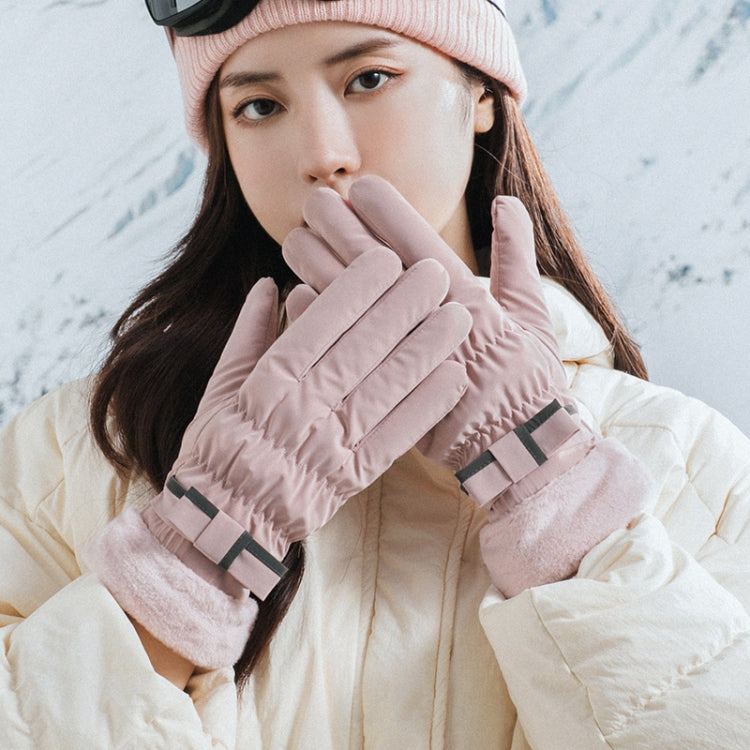 1 Pair YR205 Winter Warm Plus Fleece Mouth Driving Riding Sports Gloves, Free Code — Gray
