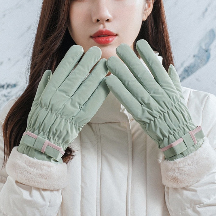 1 Pair YR205 Winter Warm Plus Fleece Mouth Driving Riding Sports Gloves, Free Code — Pink