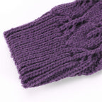 Winter Men and Women Knitted Jacquard Leaves Cycling Warm Fingerless Wool Gloves