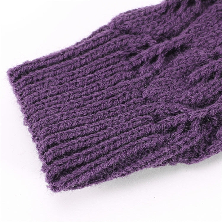 Winter Men and Women Knitted Jacquard Leaves Cycling Warm Fingerless Wool Gloves