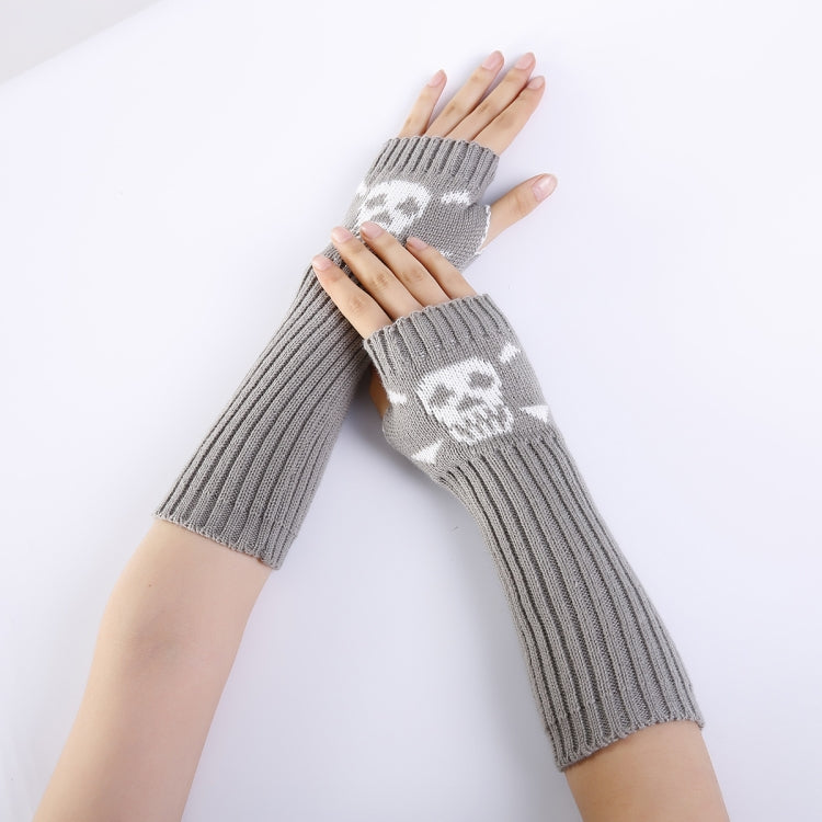 Jacquard Skull Fingerless Warm Gloves Knit Ski Gloves — view 7