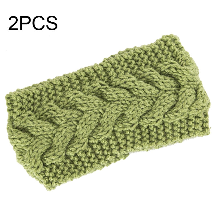 2 PCS Twist Hair Accessories Hair Band Knitted Wool Thickened Warm Headgear — Yellow