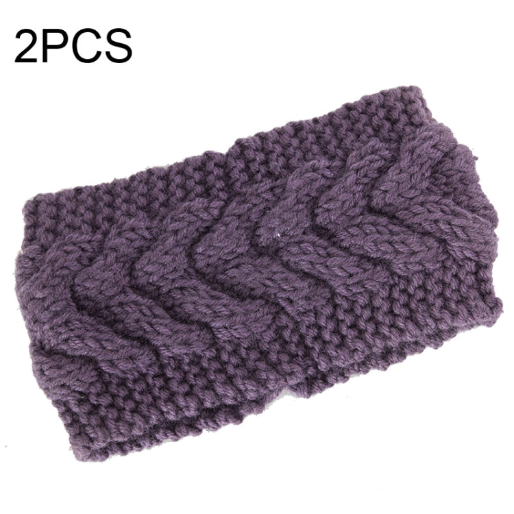 2 PCS Twist Hair Accessories Hair Band Knitted Wool Thickened Warm Headgear — Blue