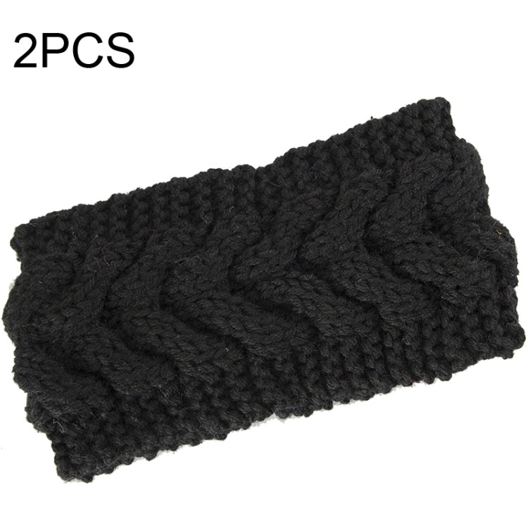 2 PCS Twist Hair Accessories Hair Band Knitted Wool Thickened Warm Headgear — Purple
