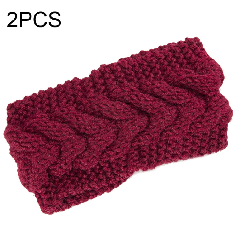 2 PCS Twist Hair Accessories Hair Band Knitted Wool Thickened Warm Headgear — White