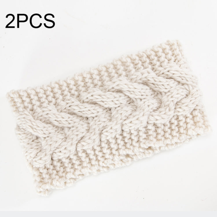 2 PCS Twist Hair Accessories Hair Band Knitted Wool Thickened Warm Headgear — Pink