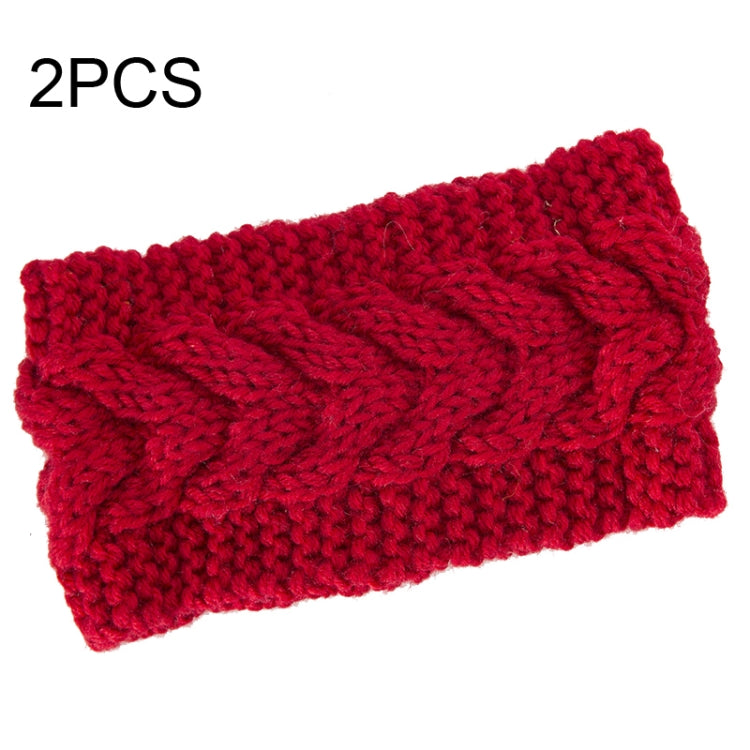 2 PCS Twist Hair Accessories Hair Band Knitted Wool Thickened Warm Headgear — Beige