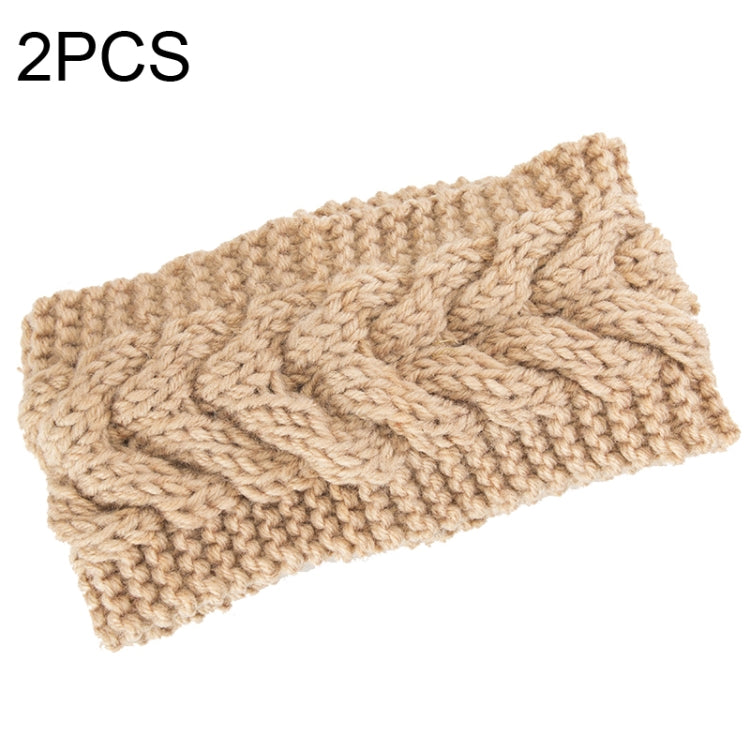 2 PCS Twist Hair Accessories Hair Band Knitted Wool Thickened Warm Headgear — Red