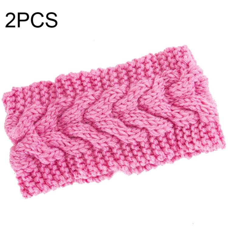 2 PCS Twist Hair Accessories Hair Band Knitted Wool Thickened Warm Headgear — Coffee