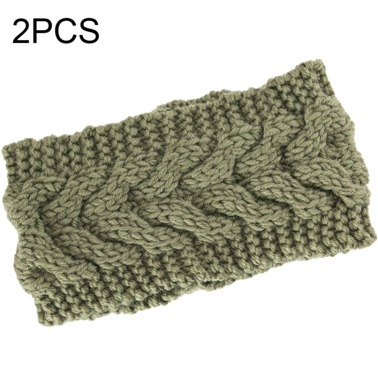 2 PCS Twist Hair Accessories Hair Band Knitted Wool Thickened Warm Headgear — Rose Red