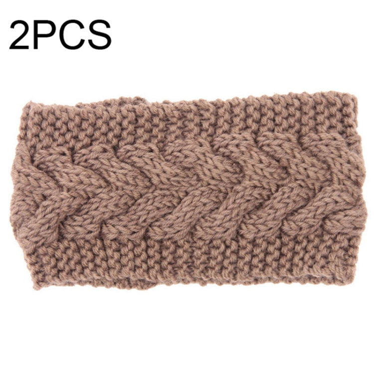 2 PCS Twist Hair Accessories Hair Band Knitted Wool Thickened Warm Headgear — Army Green