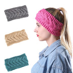 2 PCS Twist Hair Accessories Hair Band Knitted Wool Thickened Warm Headgear — Light Brown