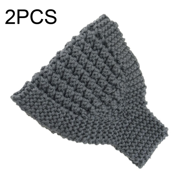2 PCS Knitted Headband Warm Ear Protection Widened Head Cover Hair Accessories — Creamy-white