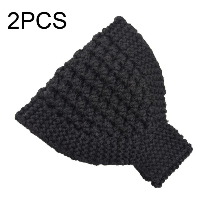 2 PCS Knitted Headband Warm Ear Protection Widened Head Cover Hair Accessories — Light Grey
