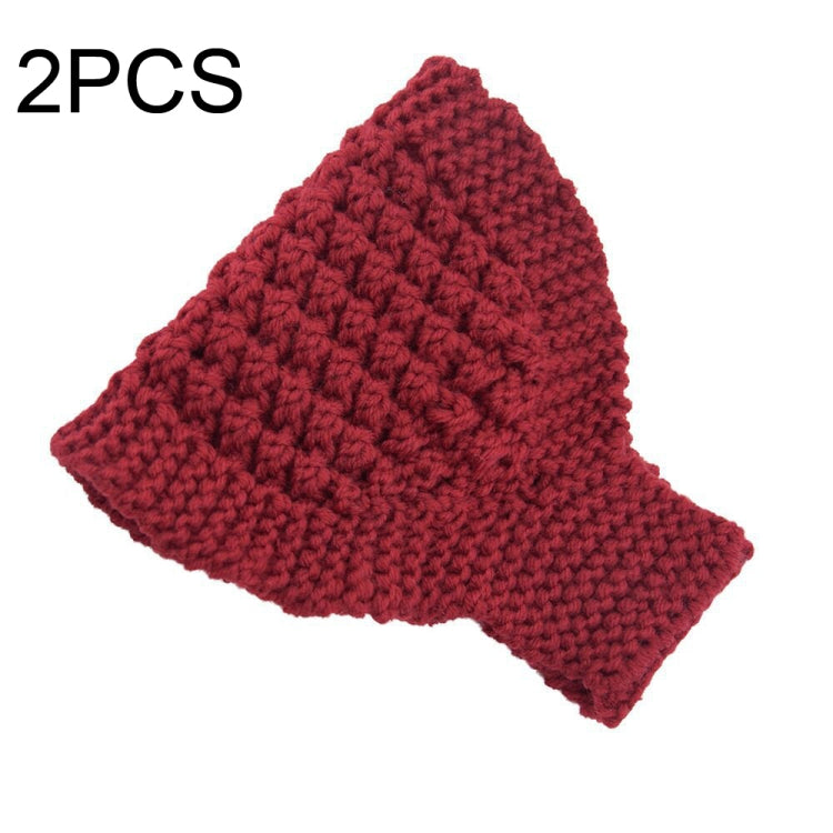 2 PCS Knitted Headband Warm Ear Protection Widened Head Cover Hair Accessories — Black