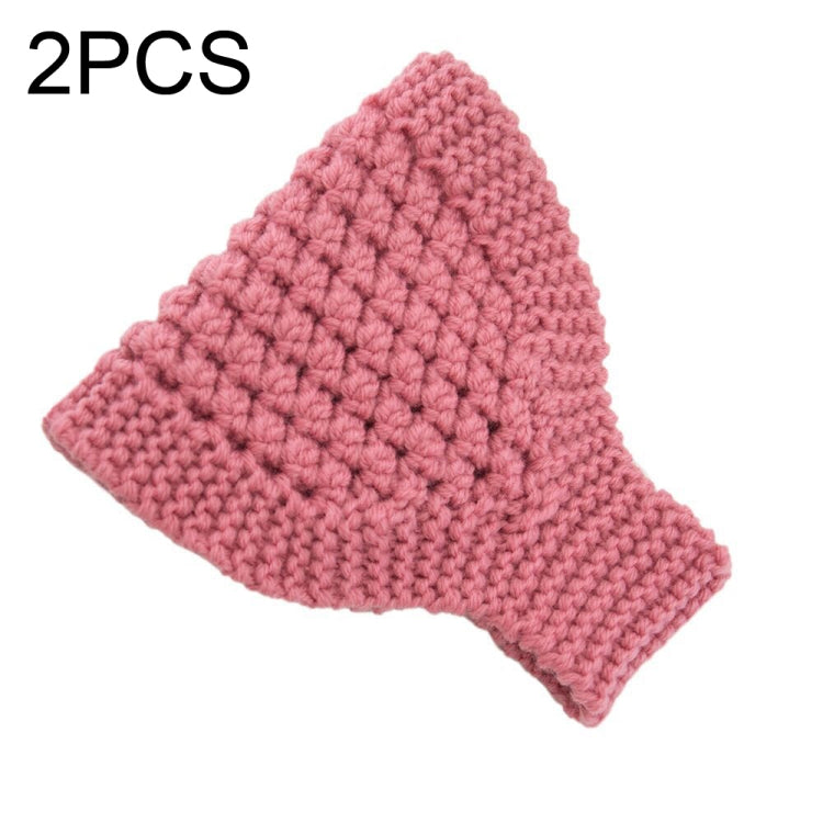 2 PCS Knitted Headband Warm Ear Protection Widened Head Cover Hair Accessories — Red