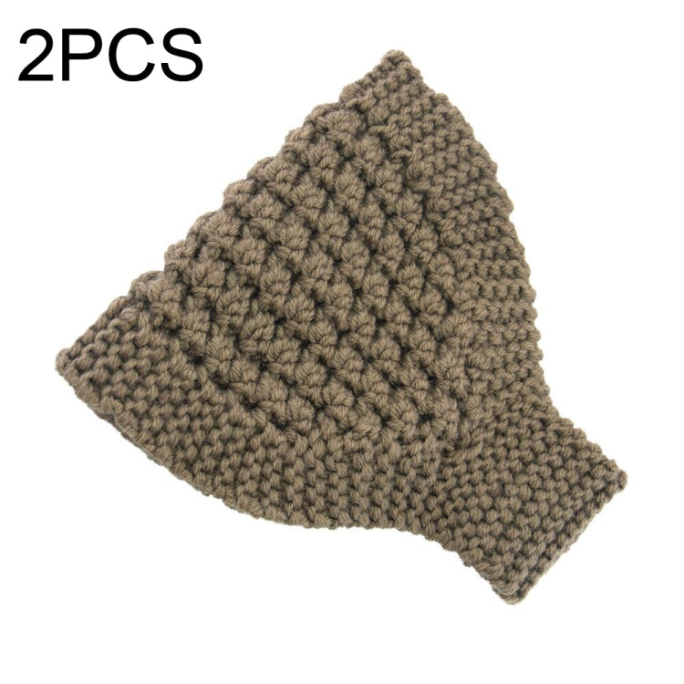 2 PCS Knitted Headband Warm Ear Protection Widened Head Cover Hair Accessories — Pink