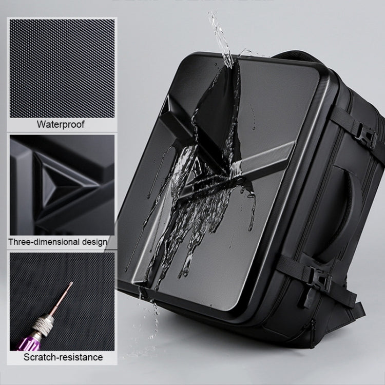 Large-capacity Waterproof Expandable Hard Shell Backpack with USB Charging Hole — view 9