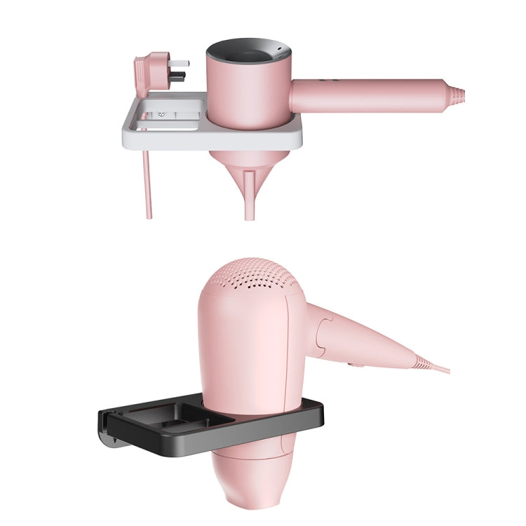2-in-1 Hair Dryer Wall Mount Bracket Bathroom Shelf — Black