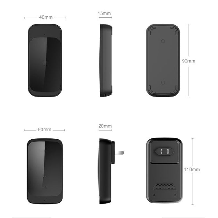 C03 1 For 1 Home Wireless Waterproof Touch Sensor Doorbell — C03 UK Plug White