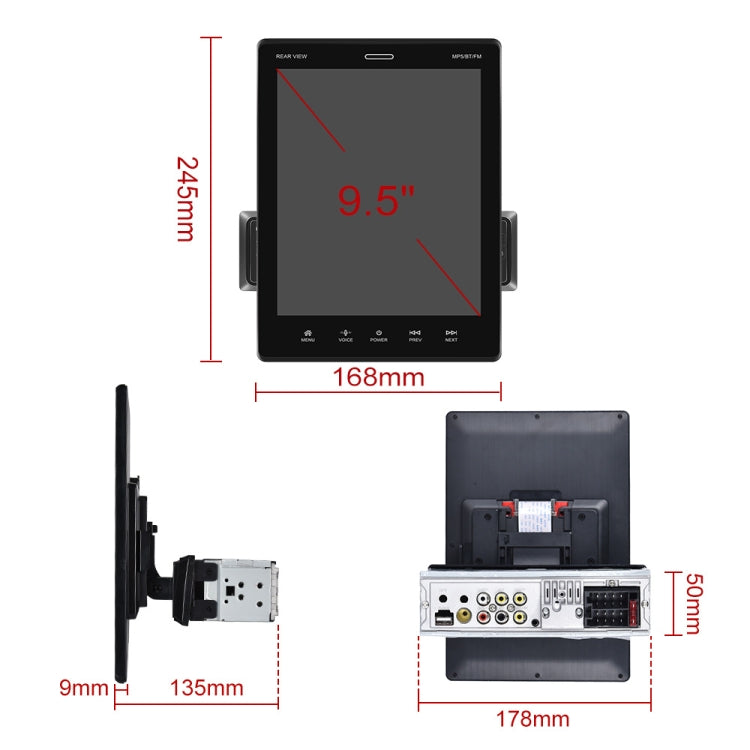 C800 9.5 Inch MP5 Single Butt Carplay Player, Style: