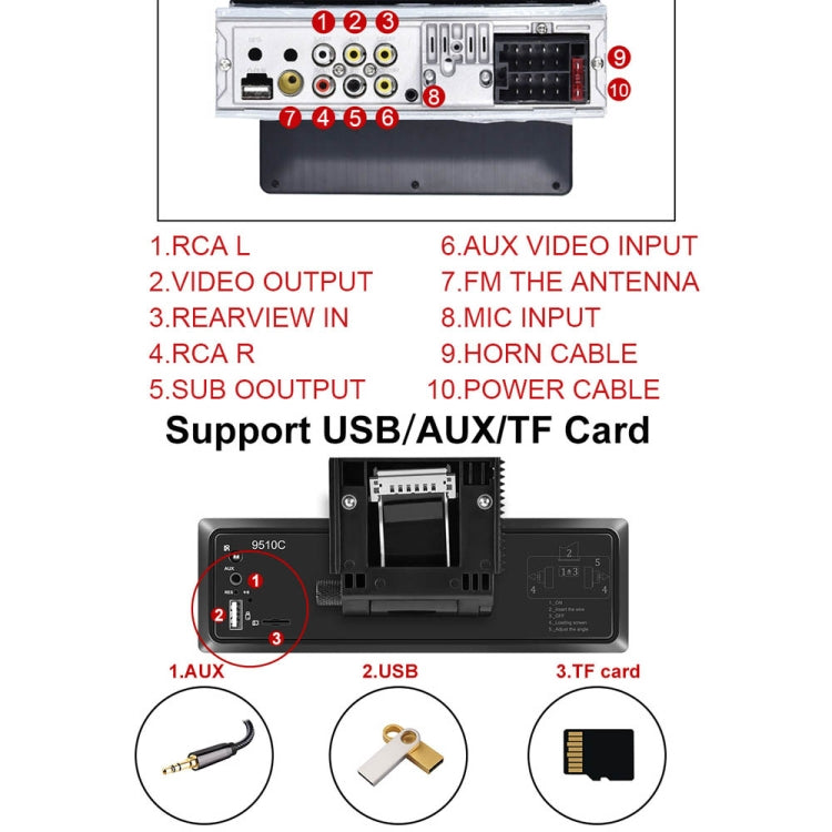 C800 9.5 Inch MP5 Single Butt Carplay Player, Style: