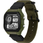 SYNOKE 9619C Nylon Canvas Strap Three-Ring Buckle Vintage Electronic Luminous Watch