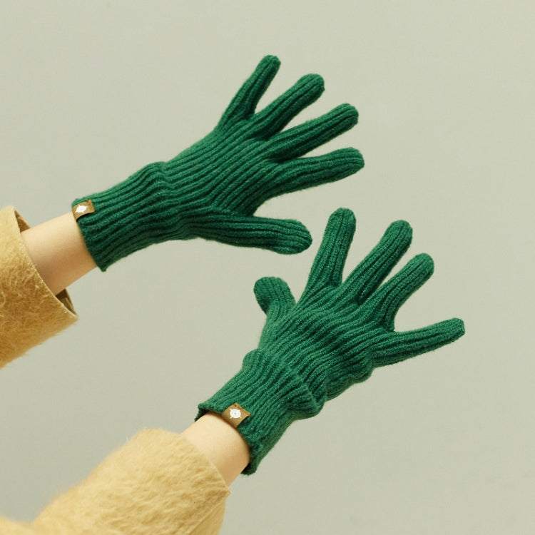 227-A0124 Wool Knit Striped Warm Touchscreen Gloves Winter Warm Cycling Gloves — Yellow