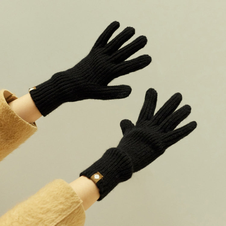 227-A0124 Wool Knit Striped Warm Touchscreen Gloves Winter Warm Cycling Gloves — Blue