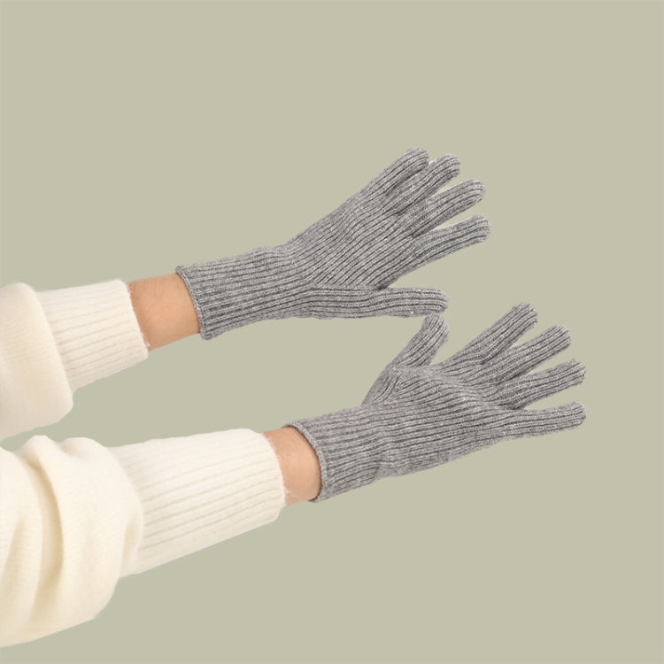 227-A0124 Wool Knit Striped Warm Touchscreen Gloves Winter Warm Cycling Gloves — Black