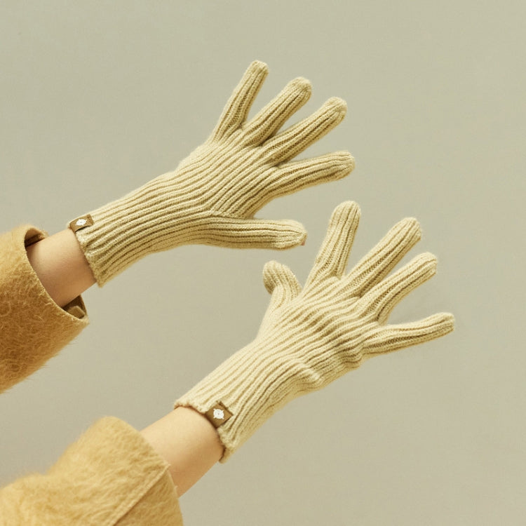 227-A0124 Wool Knit Striped Warm Touchscreen Gloves Winter Warm Cycling Gloves — Drak Grey