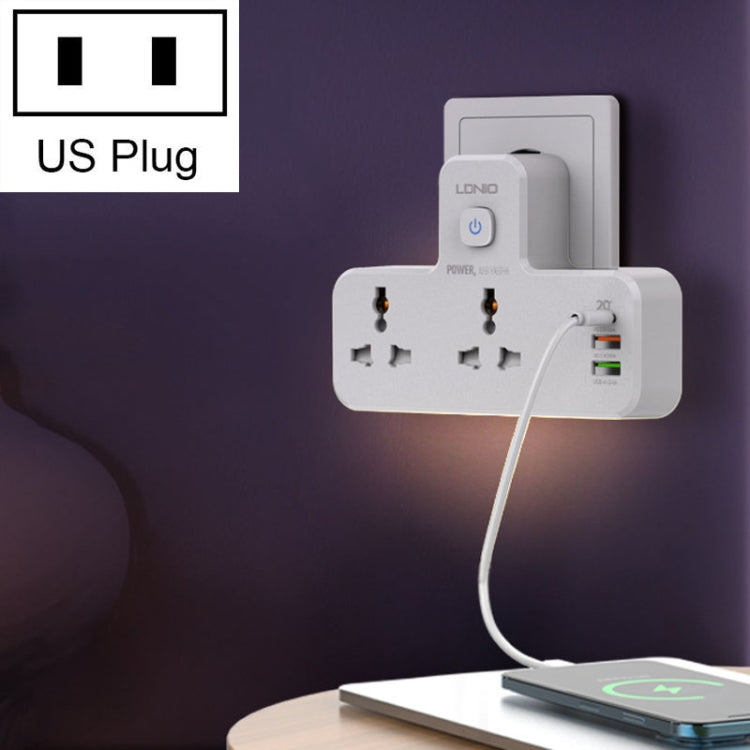 LDNIO SC2311 20W PD+QC 3.0 Multifunctional Home Fast Charging Socket with Night Light Function, Spec: — UK Plug