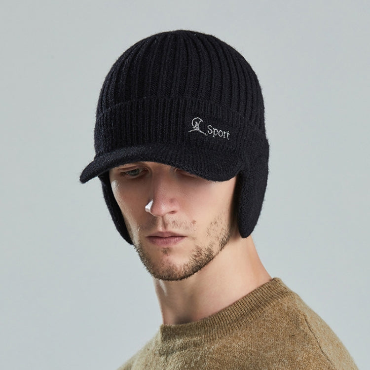 Men Outdoor Ear Protection Woolen Cap Warm Thickened Baseball Cap — Khaki