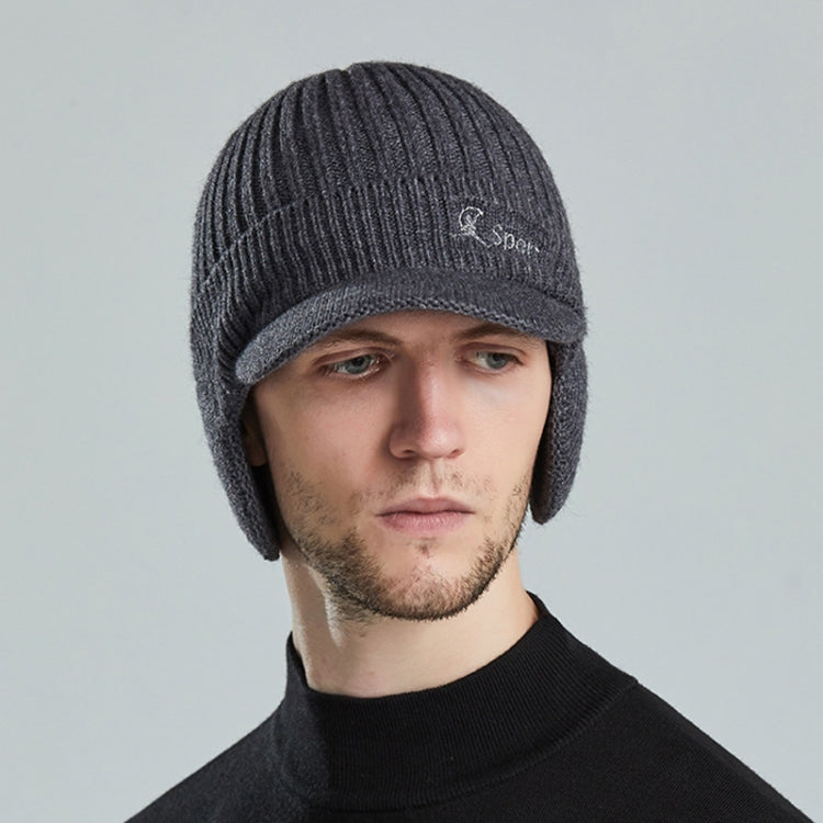 Men Outdoor Ear Protection Woolen Cap Warm Thickened Baseball Cap — Navy Blue