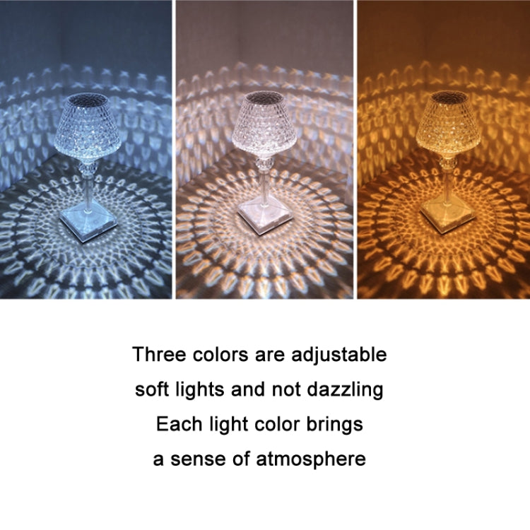 Bedside Crystal Table Lamp LED Wine Glass Night Light, Specification: — view 3