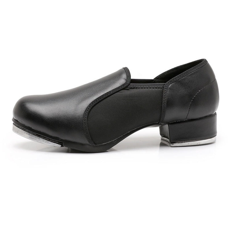 Beginners Straight Bottom Tap Shoes Black Imitation Leather Soft Bottom Shoes — view 15