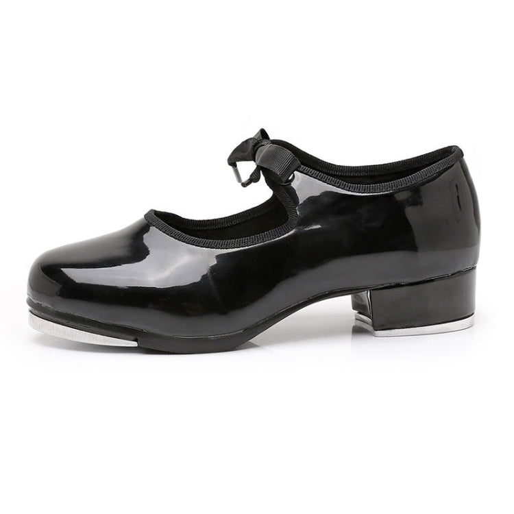 Beginners Straight Bottom Tap Shoes Black Imitation Leather Soft Bottom Shoes — view 26